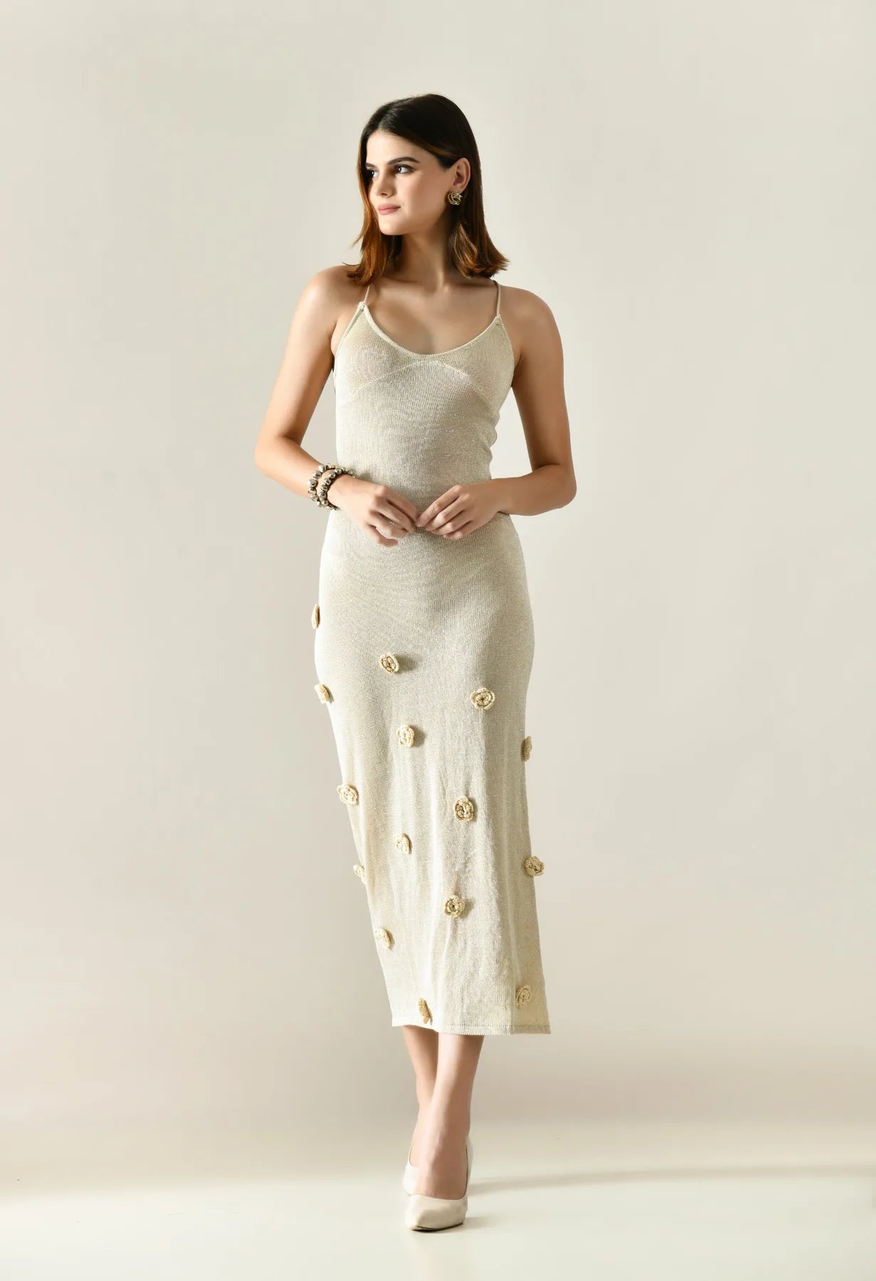 Rosette Crochet Maxi Dress