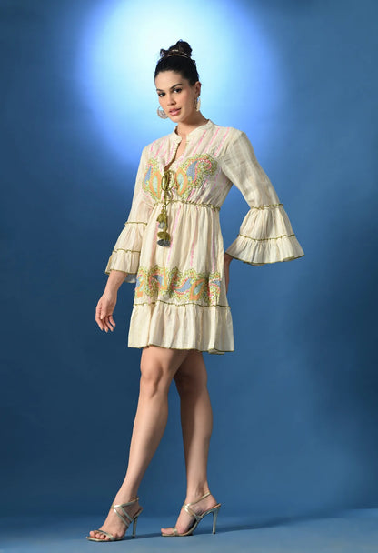 Olive Paisley Charm Short Dress