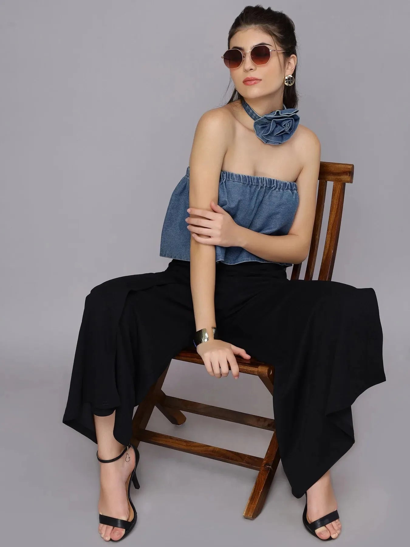 Denim Loose Tube Crop Top