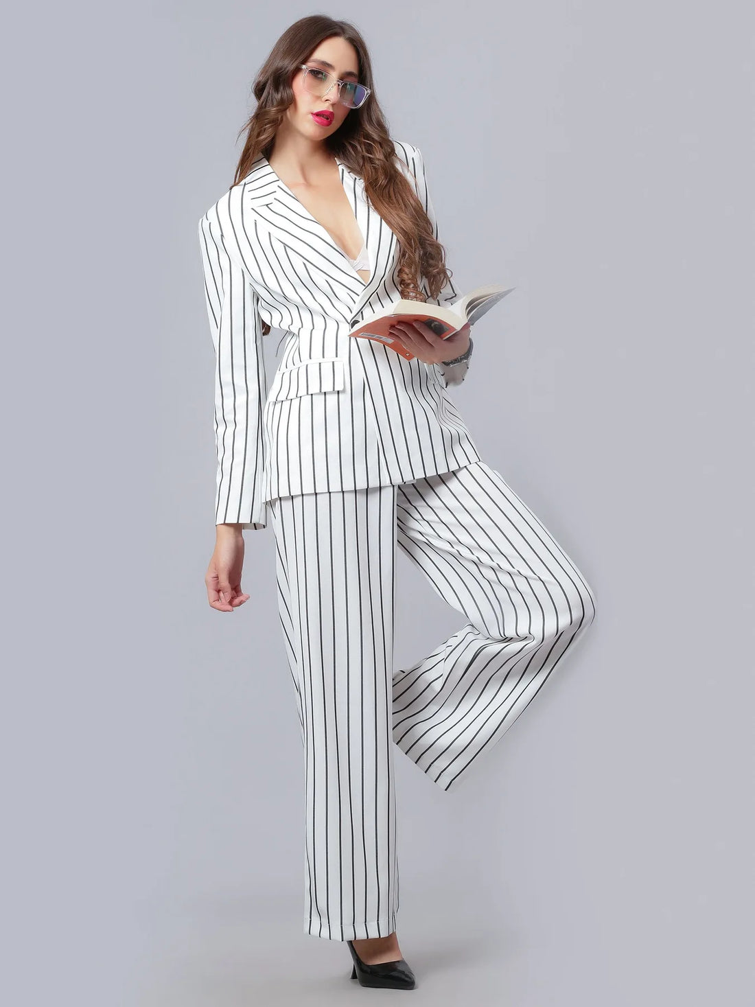 Striped Blazer Pant Set