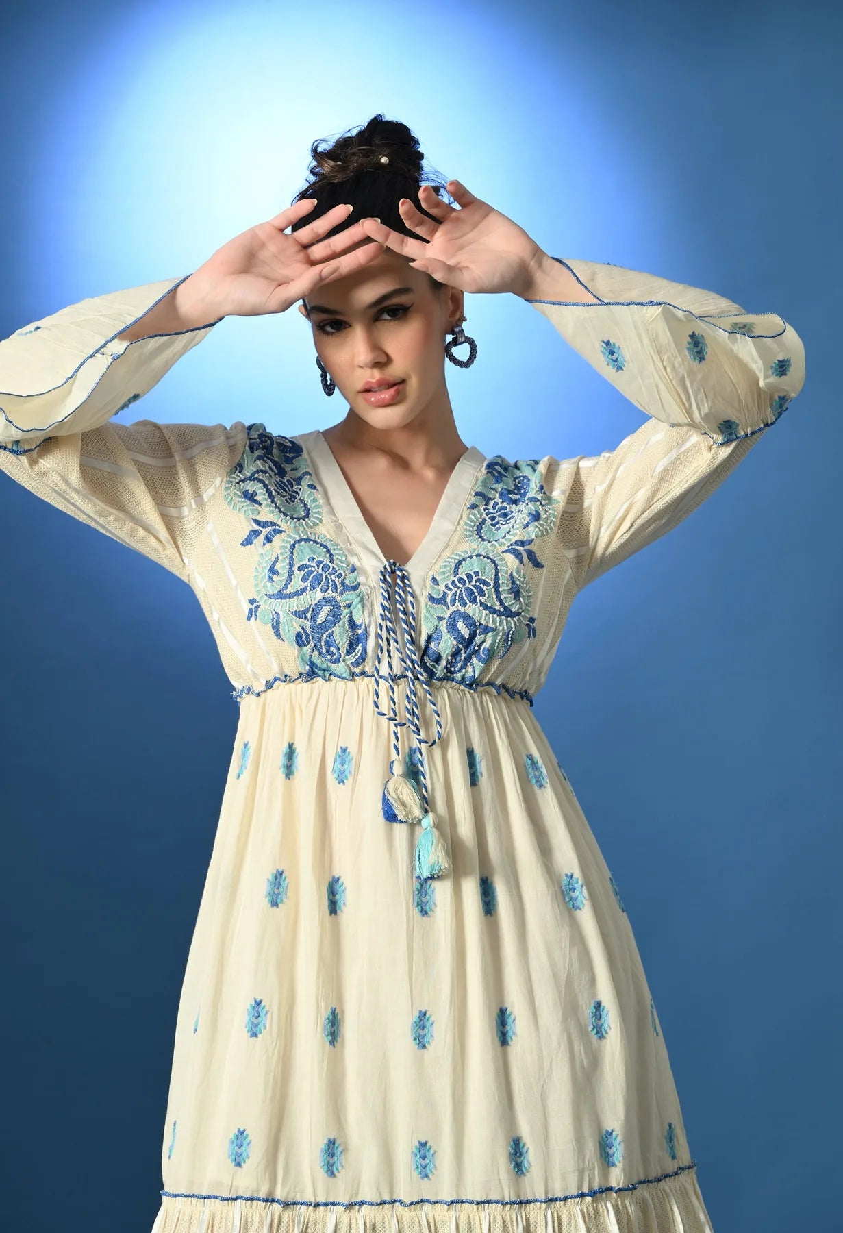 Aurora Jacquard Blue Maxi Dress