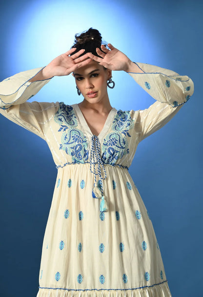 Aurora Jacquard Blue Maxi Dress