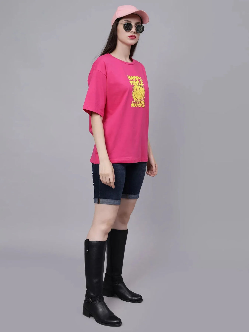 Smiley Oversized Cotton T-Shirt