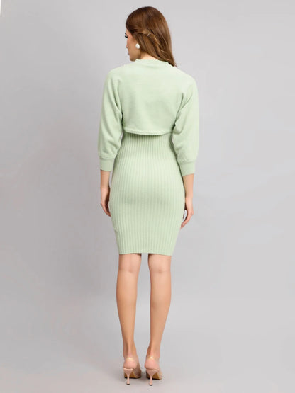 Pearl Embellished Winter Knitted Two-Piece Set