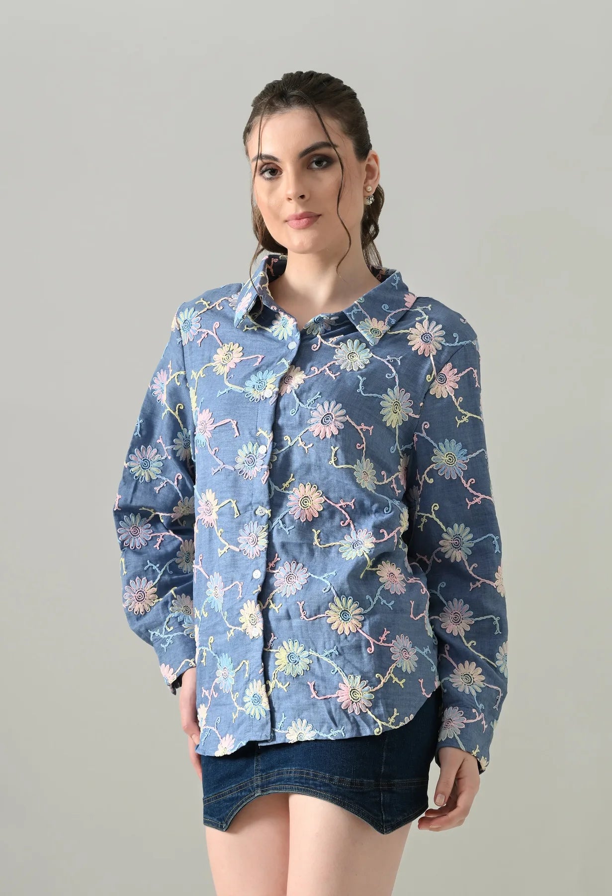 Meadow Bloom Embroidered Shirt