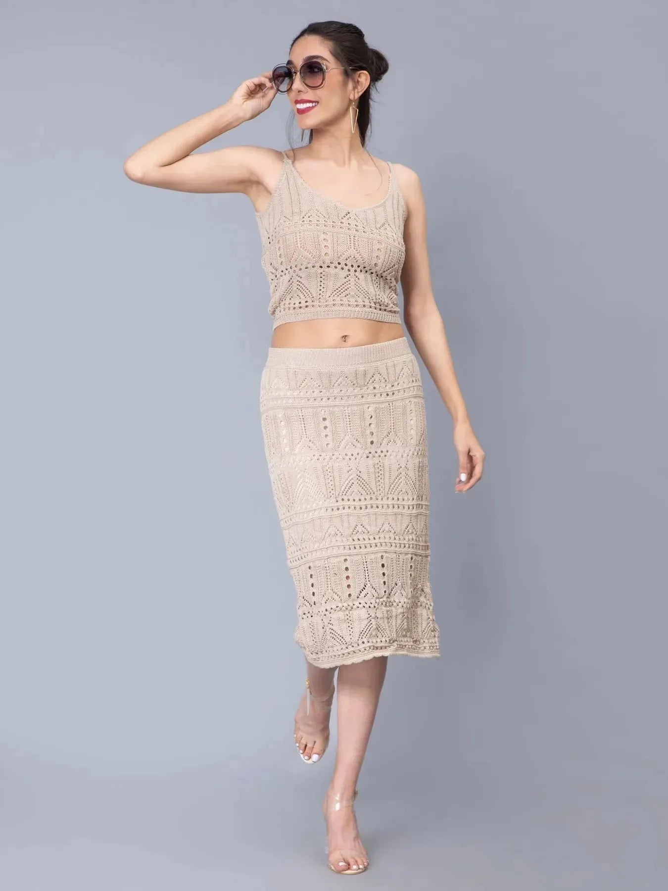 Crochet Cami and Skirt Two Piece set