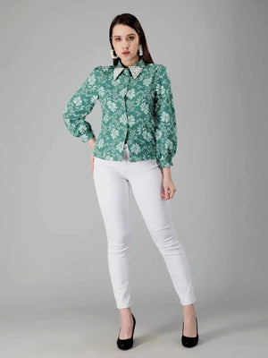 Pearl Beading Jacquard Shirt