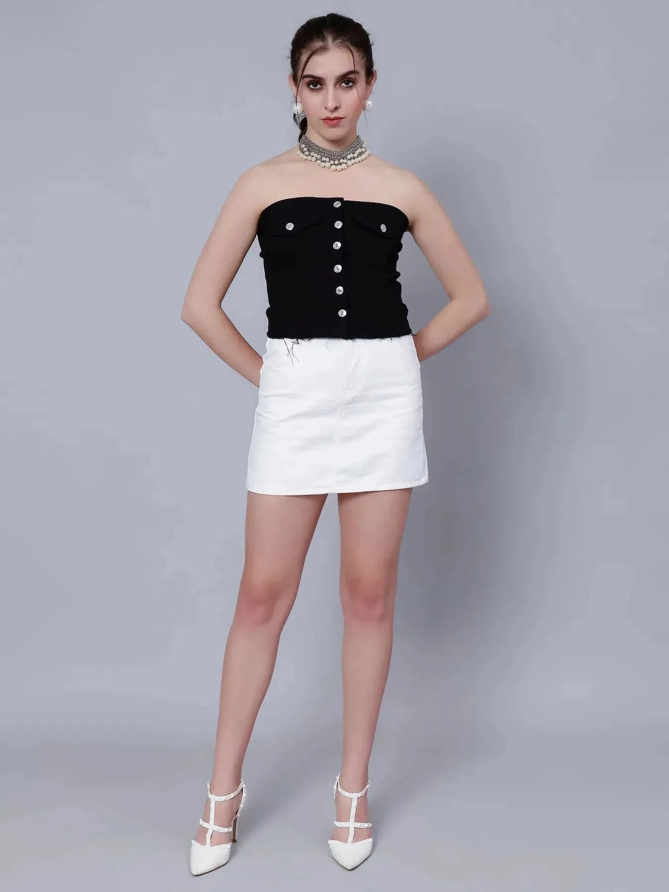 Denim Corset Crop Top