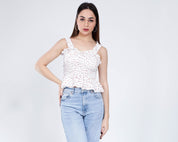Smocking Cherry Print Top