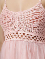 Summer Crochet Tulle Midi Dress