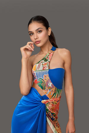 One-Shoulder Monokini with Cover Up