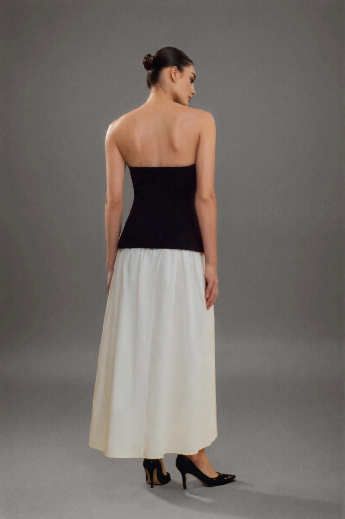 Colorblocked Strapless Maxi Dress