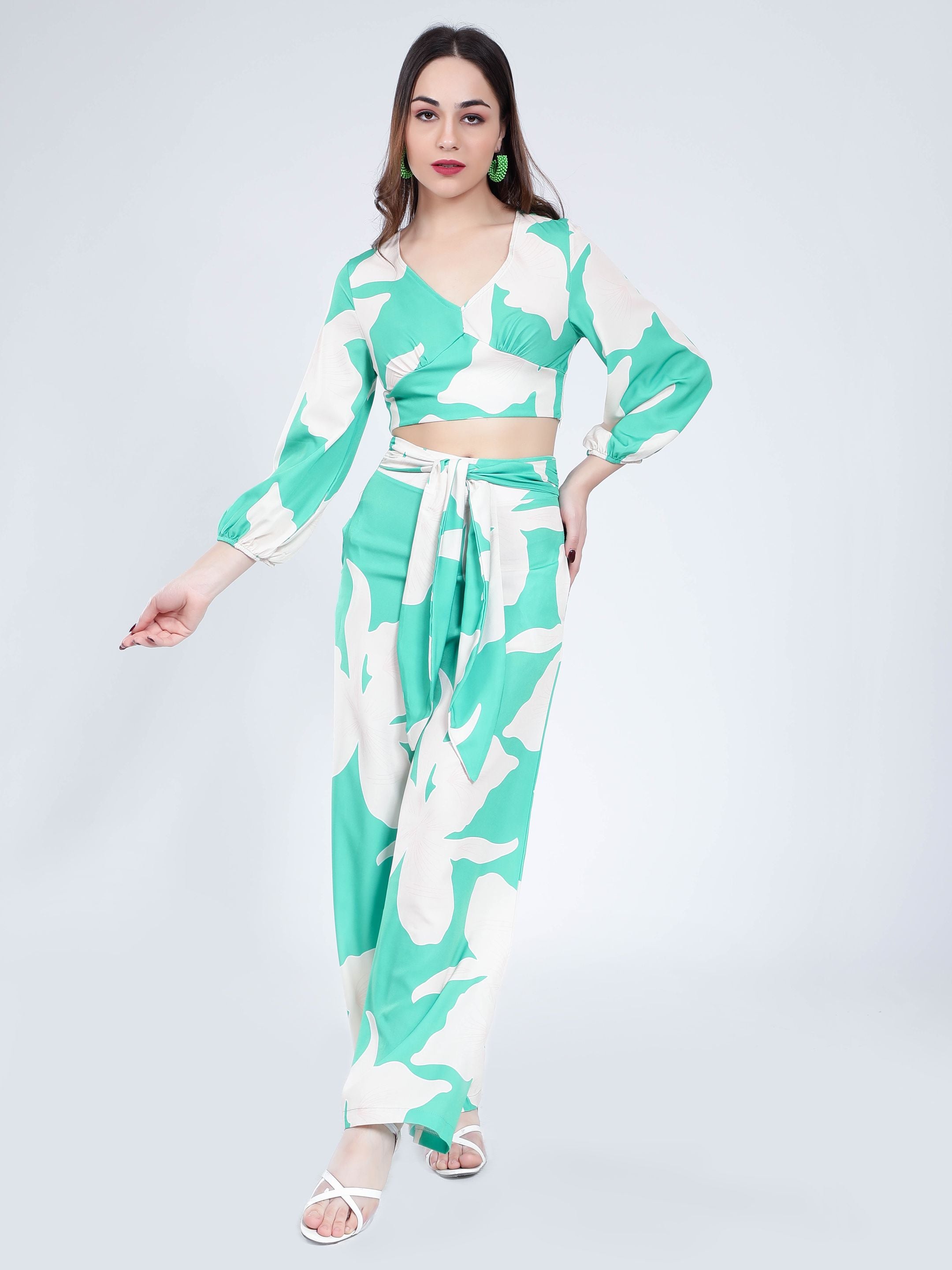 Belted Floral Two-Piece Set