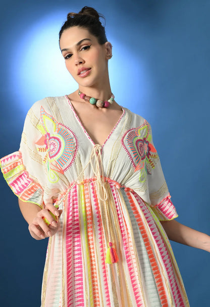 Neon Pink Bloom Maxi Dress