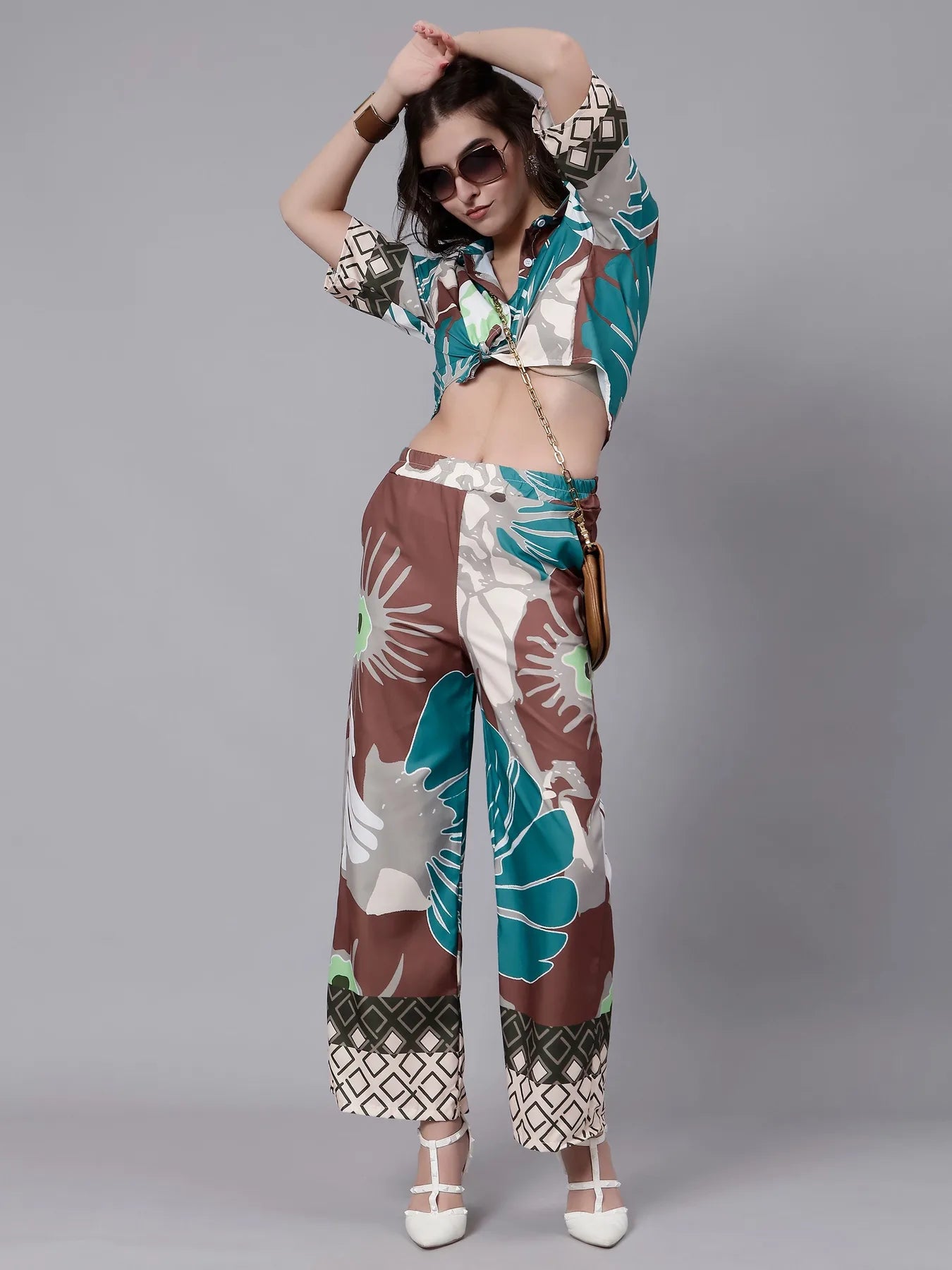 Abstract Printed Two Piece Set