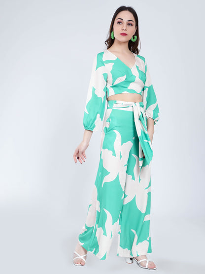 Belted Floral Two-Piece Set