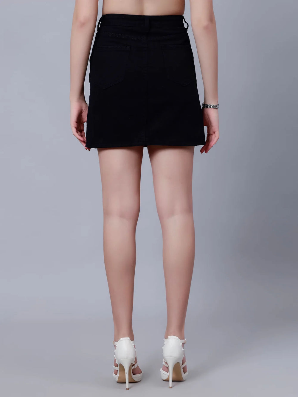 High Waist A-line Denim Skirt