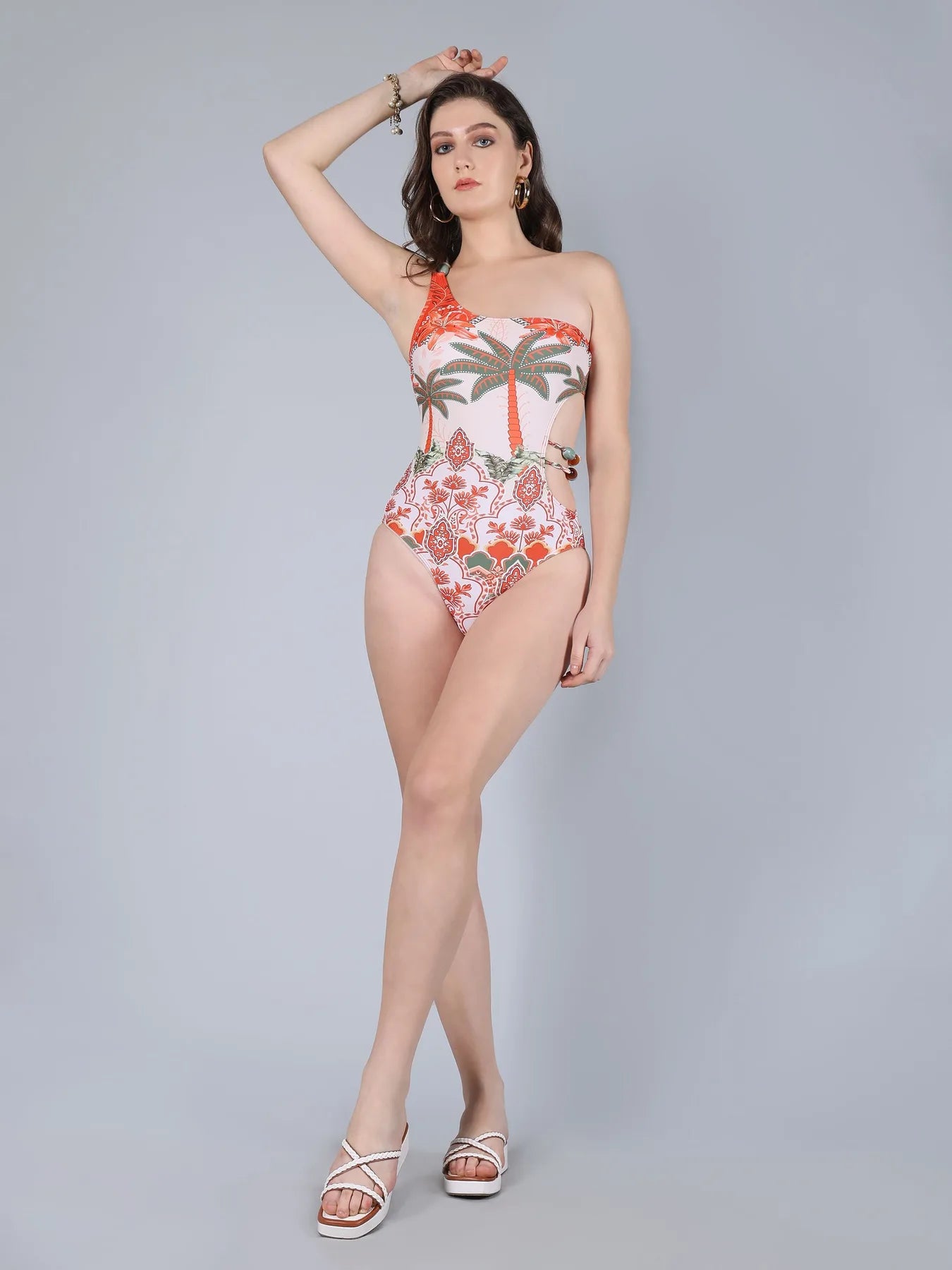 Stone Beads Monokini With Coverup