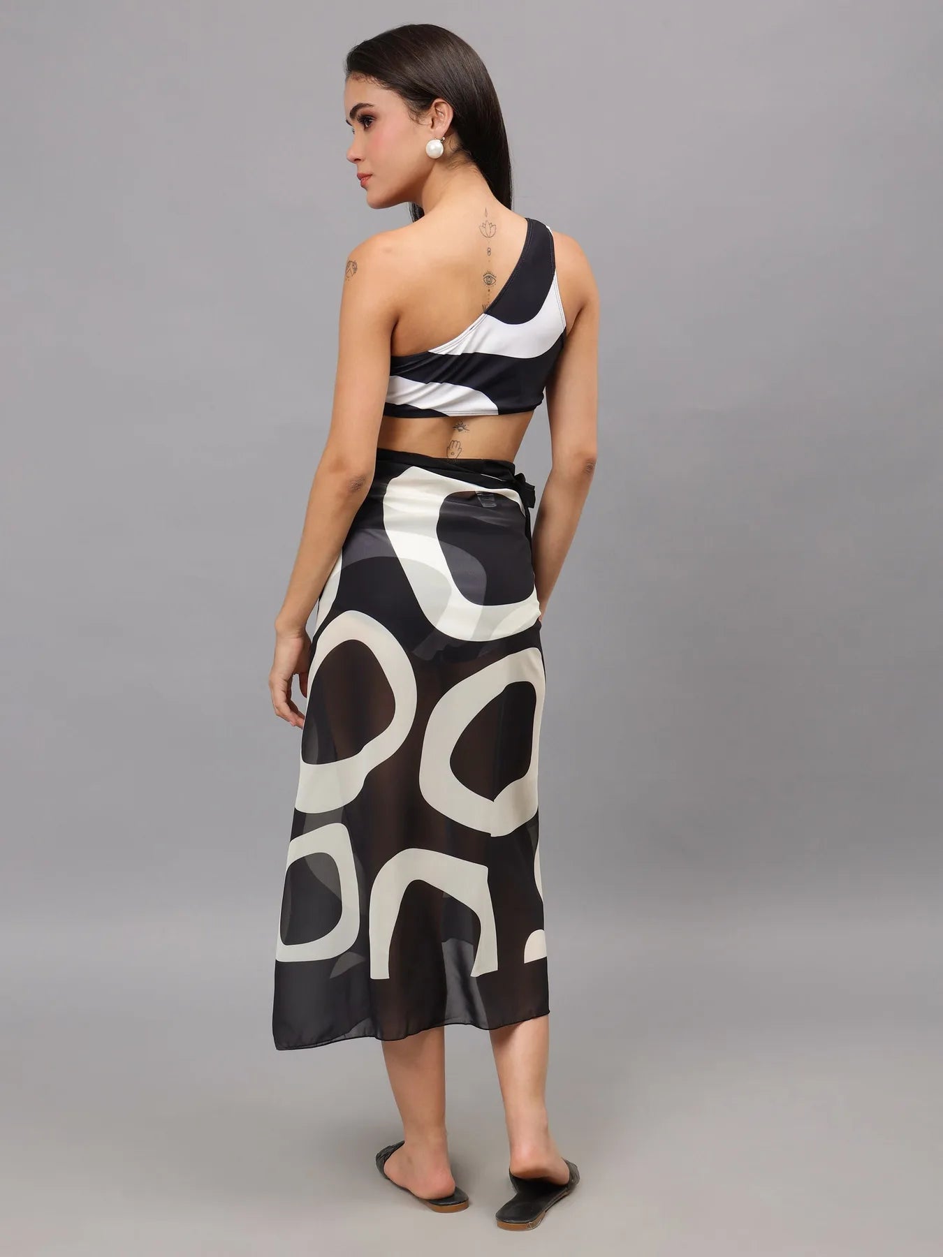 One Shoulder Bikini Set With Sarong