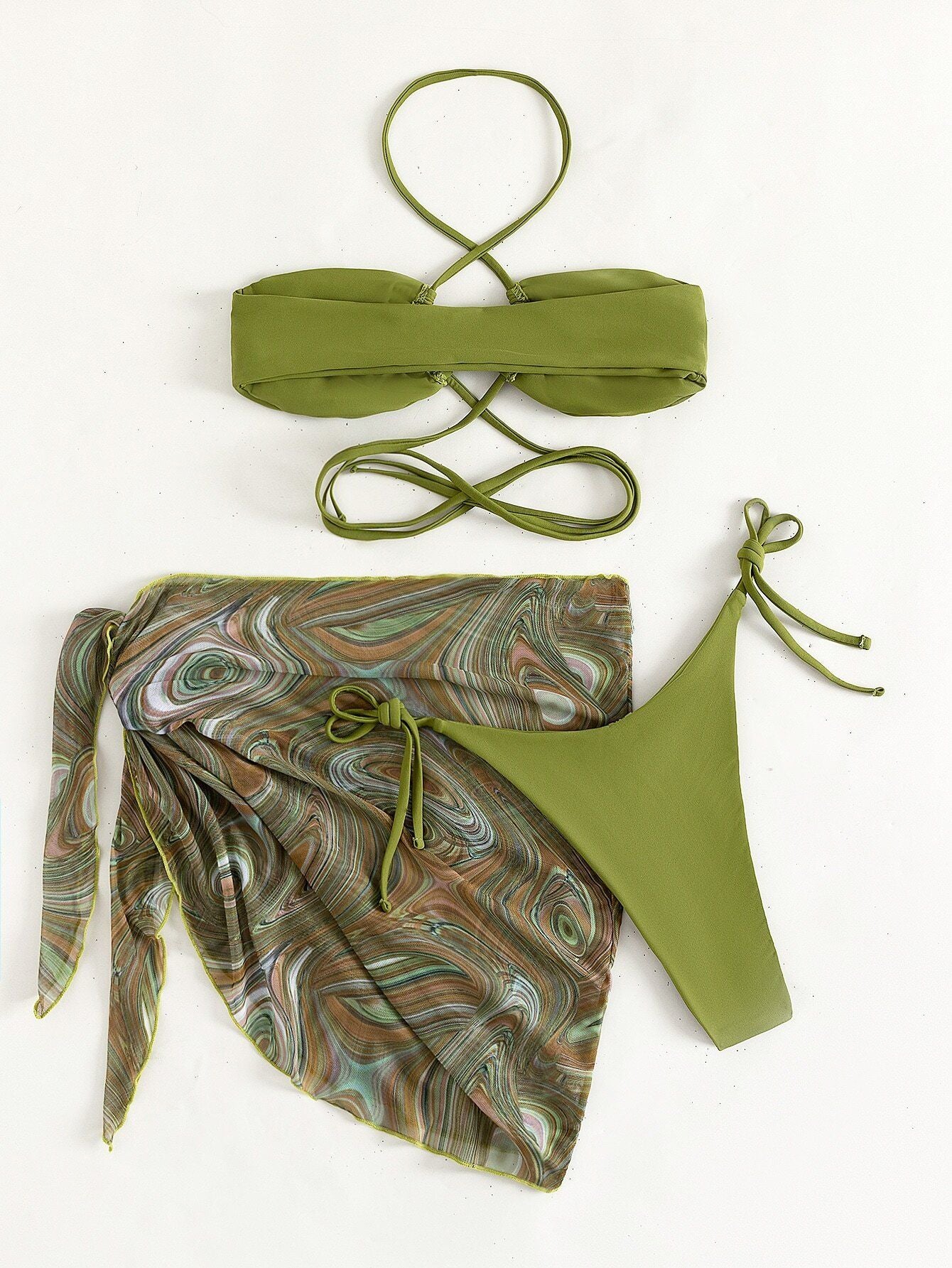 Swirl Bikini Three Piece Swimsuit