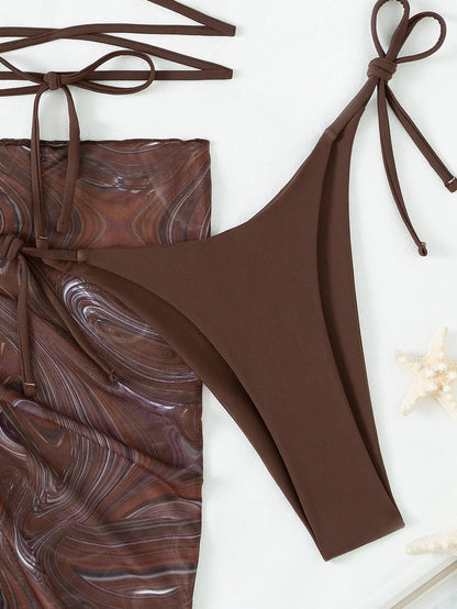 Swirl Bikini Three Piece Swimsuit