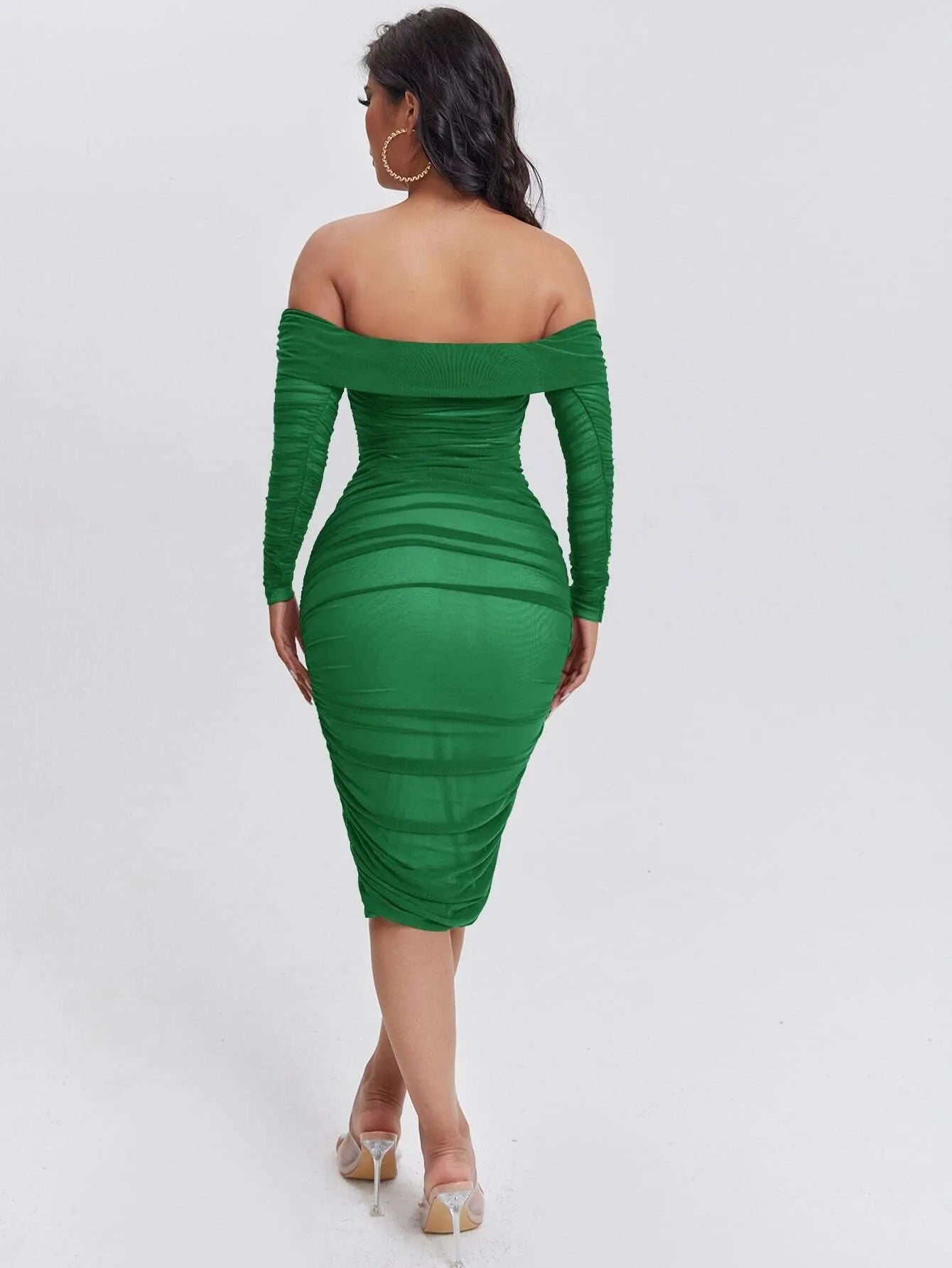 Sheer Mesh Off Shoulder Dress