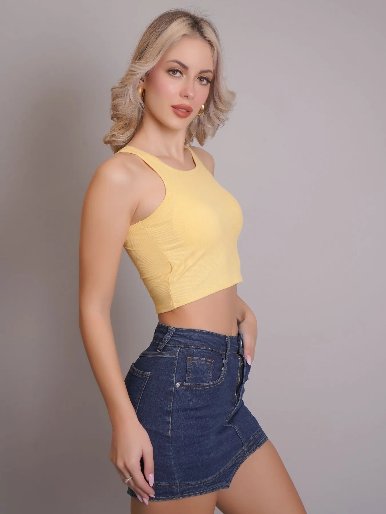 Padded Ribbed Crop Top