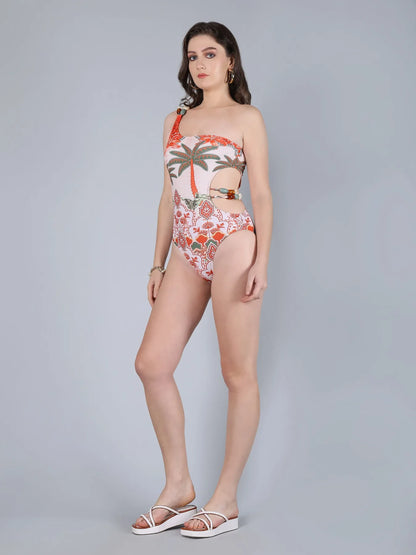 Stone Beads Monokini With Coverup