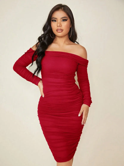 Sheer Mesh Off Shoulder Dress