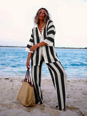 Crochet Striped Two Piece Set