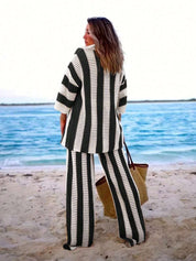 Crochet Striped Two Piece Set