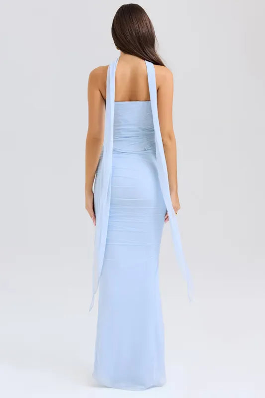 Draped Mesh Corset With Skirt Set