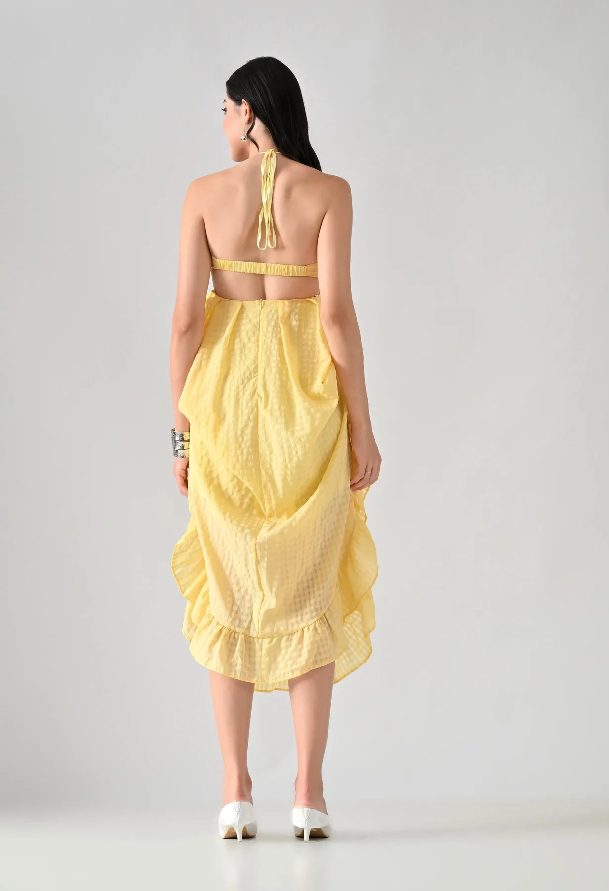 Flared Halter Midi Dress