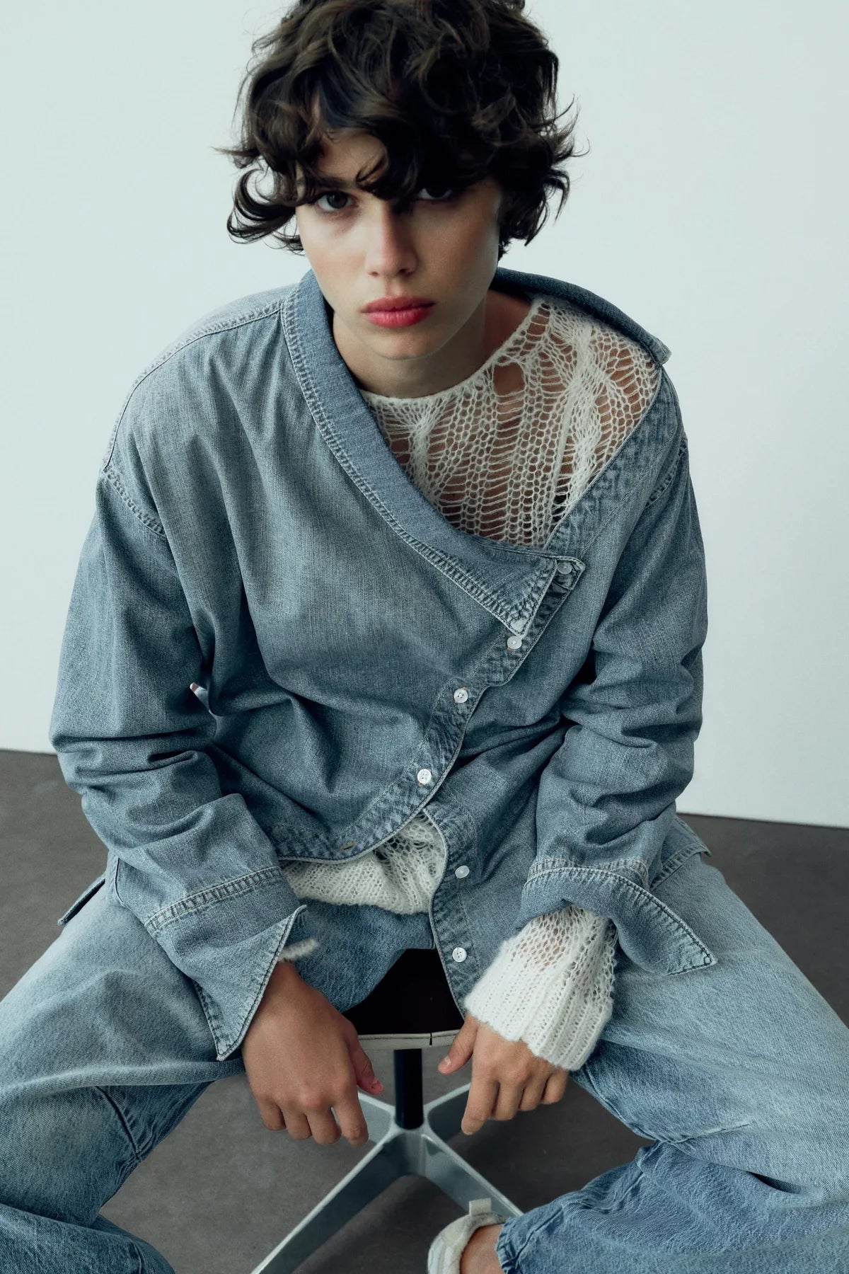 Asymmetric Denim Shirt