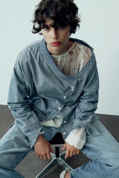 Asymmetric Denim Shirt