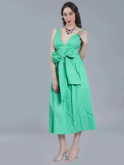 Deep V-Neck Cotton Dress