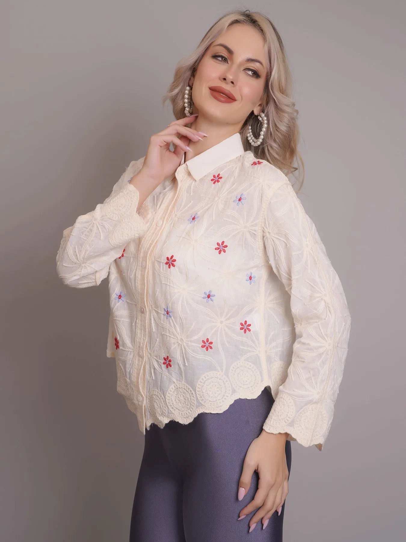 Chain Stitch Embroidered Shirt