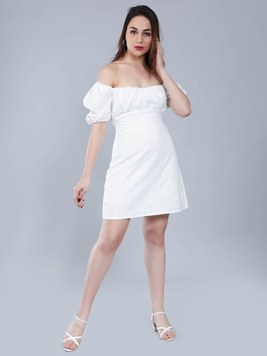 Off Shoulder Puff Sleeves Dress