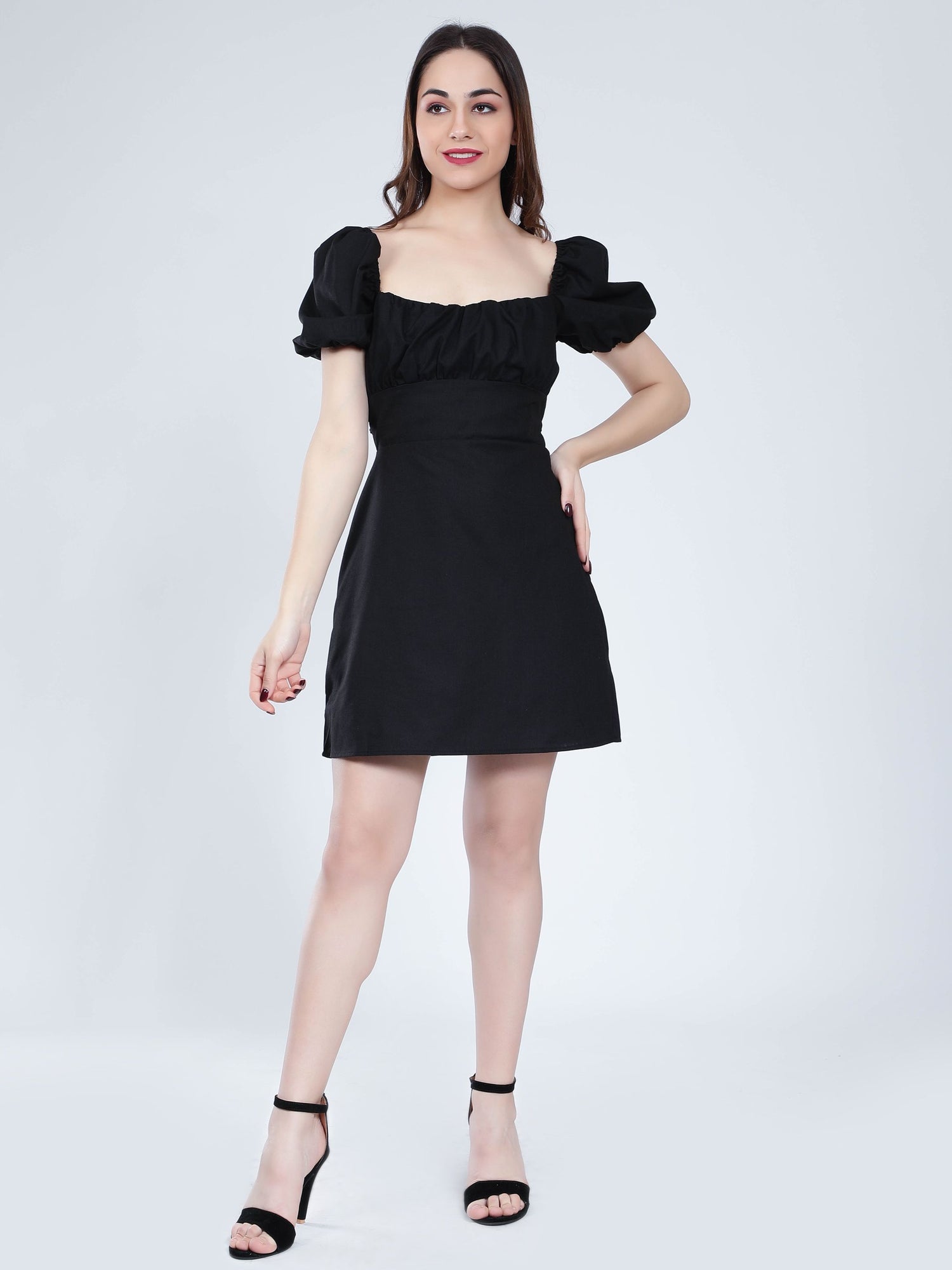 Off Shoulder Puff Sleeves Dress