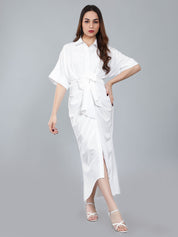 Cinched Waist Belted Shirt Dress