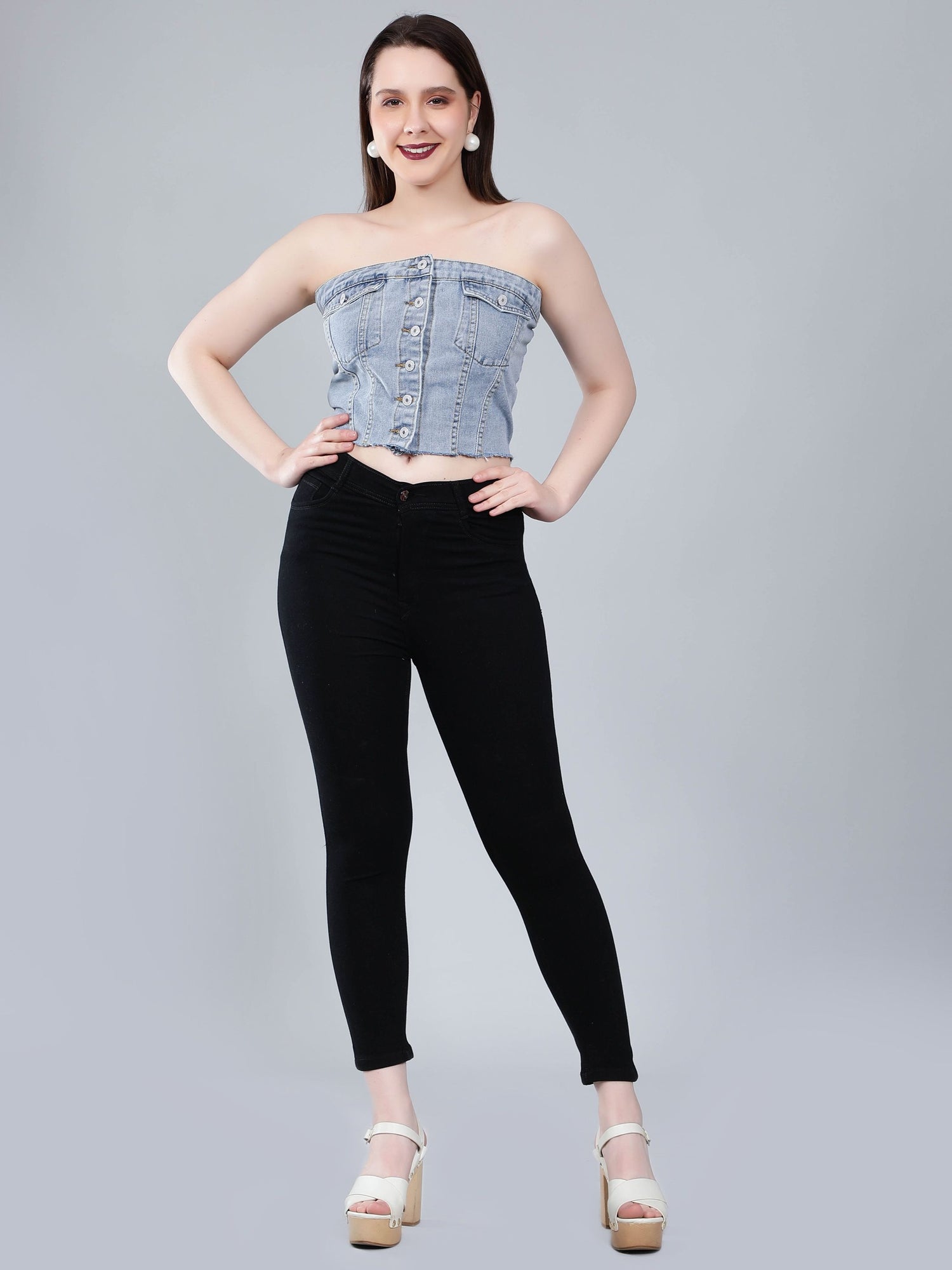 Denim Corset Crop Top