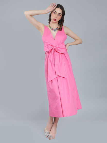 Deep V-Neck Cotton Dress