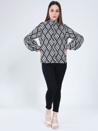 Swirl Leaf Printed Blouse