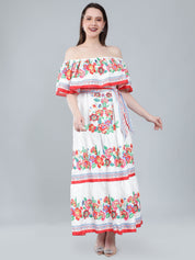 Floral Print Off-Shoulder Maxi Dress