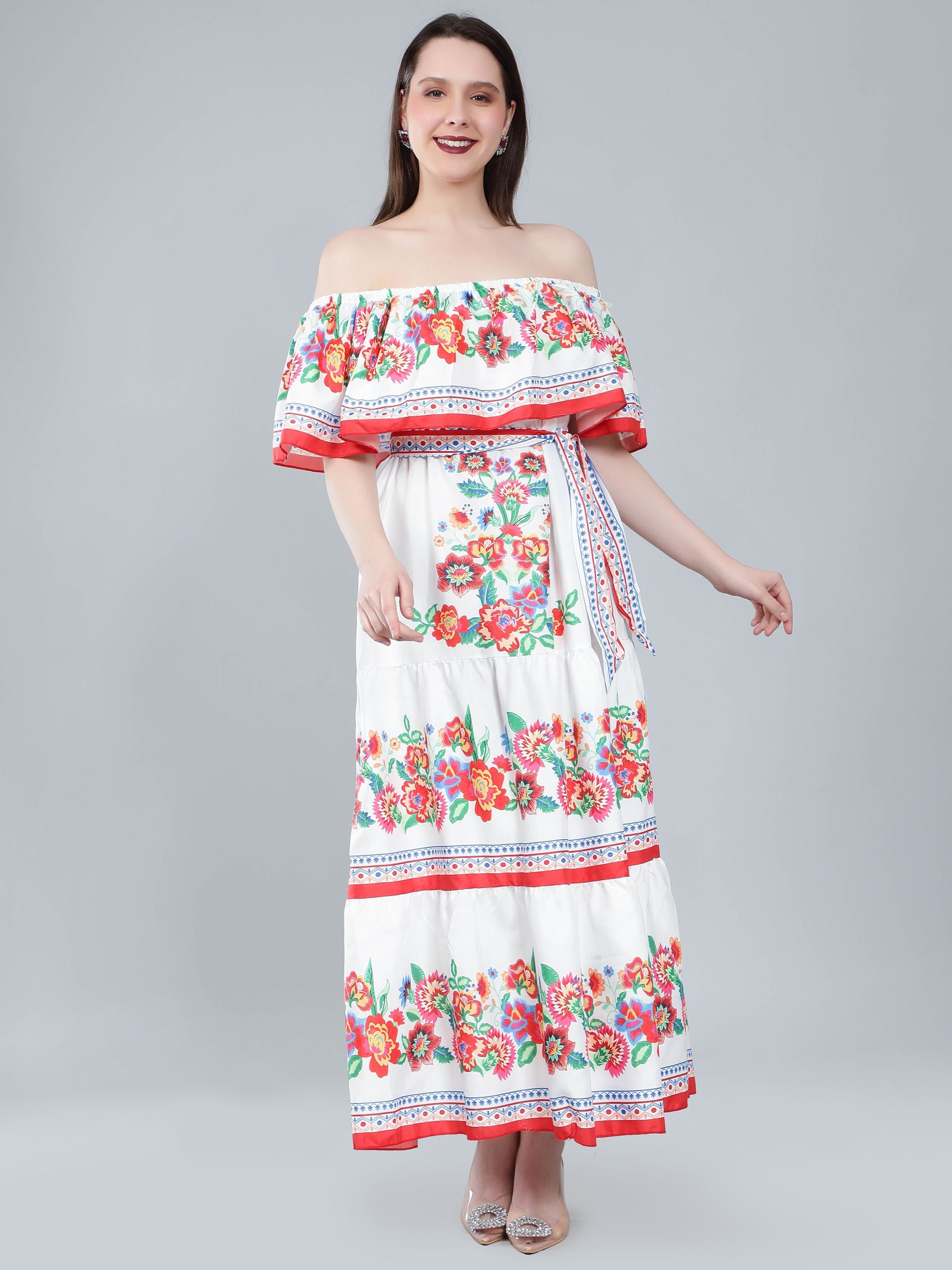Floral Print Off-Shoulder Maxi Dress