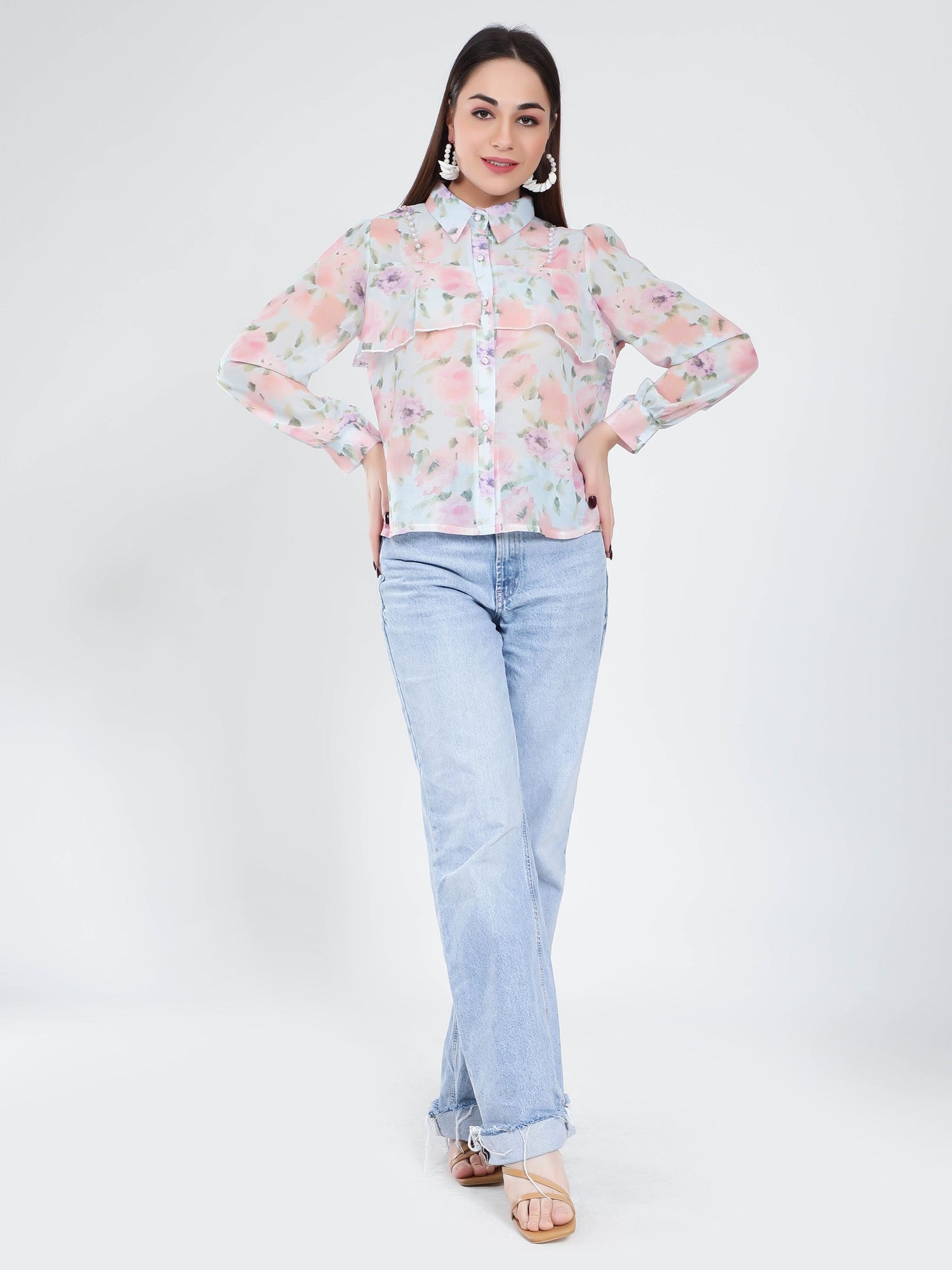 Ruffle Floral Shirt