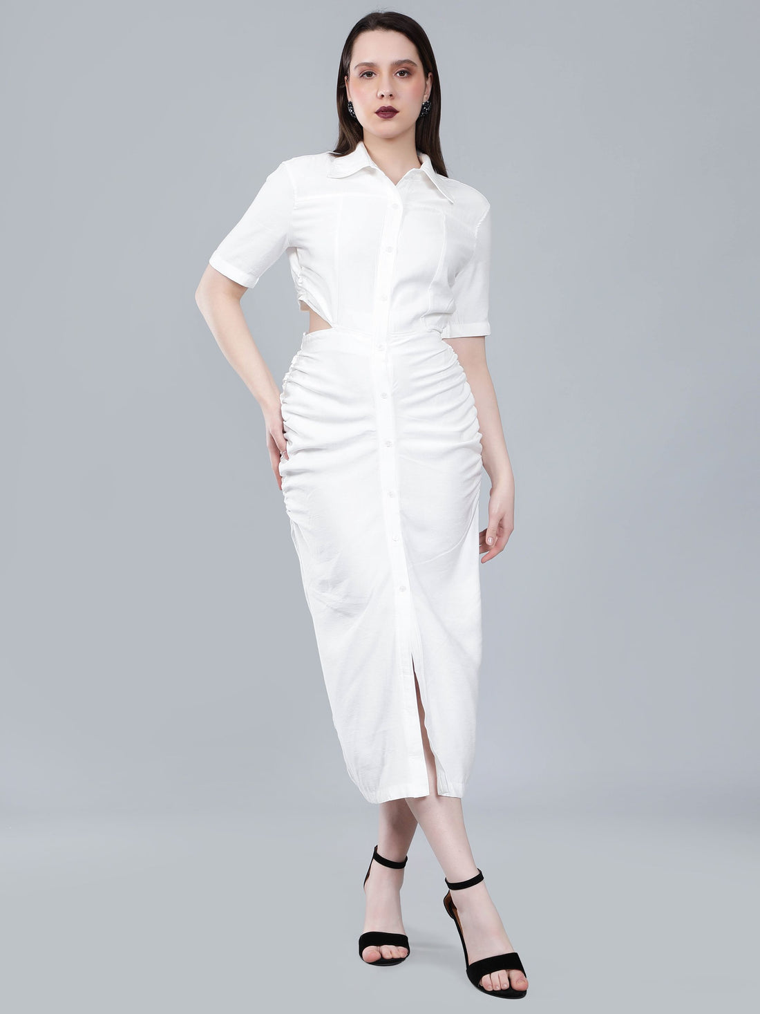 Back Cutout Shirt Dress