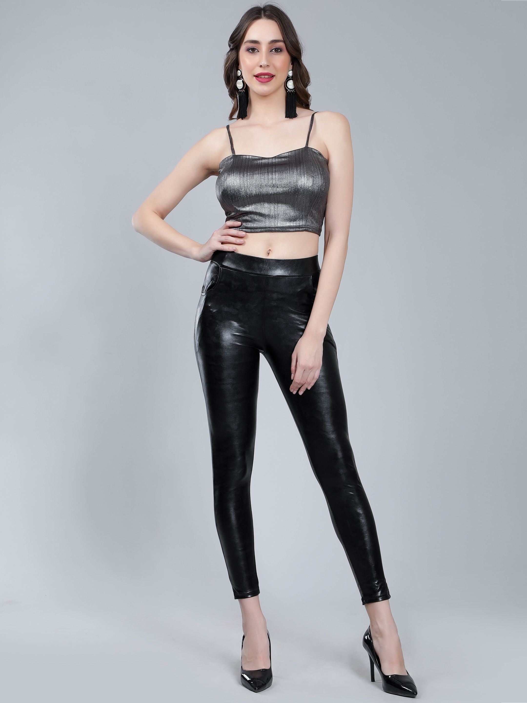 Leather Look Stretch Pants