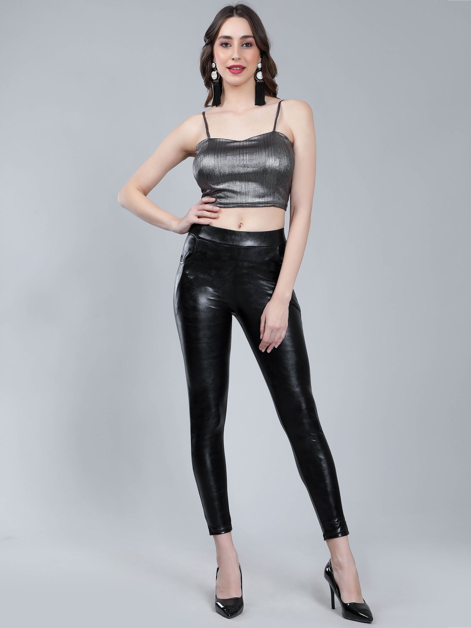 Leather Look Stretch Pants