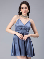 Pearl Straps Front Overlap Dress